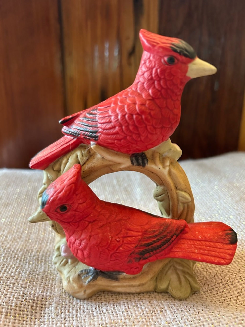 Red Cardinal Pair Figurine Decorative Accent - vintage